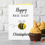 Happy Bee-day! Funny Bee Birthday Card<br><div class="desc">Send a special bee-day greeting with this cute and funny bee birthday card. The name on the front can easily be personalized for that special person and the inside of the greeting card is blank for you to hand write a personal message.</div>