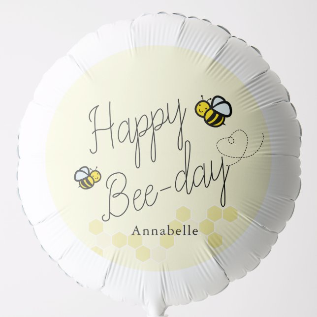 Happy Bee Day Girl Birthday Balloon (Front)