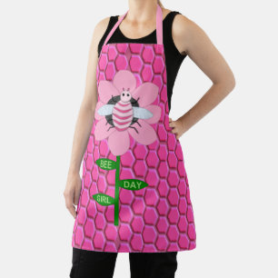Happy Bee Day Girl Pink Birthday Bumblebee Apron