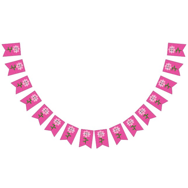 Happy Bee Day Girl Pink Birthday Bumblebee Bunting Flags (All)