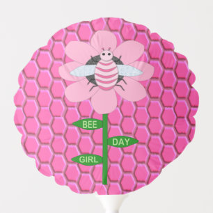Happy Bee Day Girl Pink Birthday Bumblebee Custom Balloon
