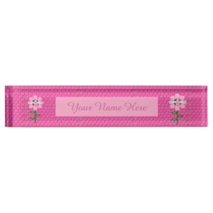 Happy Bee Day Girl Pink Birthday Bumblebee Desk Name Plate