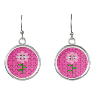 Happy Bee Day Girl Pink Birthday Bumblebee Earrings