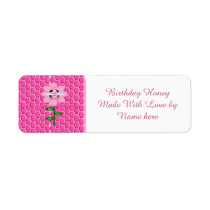 Happy Bee Day Girl Pink Birthday Bumblebee Food Label