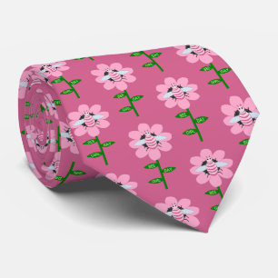 Happy Bee Day Girl Pink Birthday Bumblebee Neck Tie