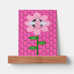 Happy Bee Day Girl Pink Birthday Bumblebee Picture Ledge