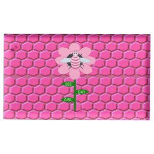 Happy Bee Day Girl Pink Birthday Bumblebee Place Card Holder