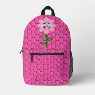 Happy Bee Day Girl Pink Birthday Bumblebee Printed Backpack