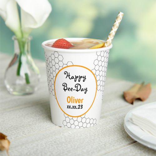 Happy Bee Day Honeycomb Paper Cups