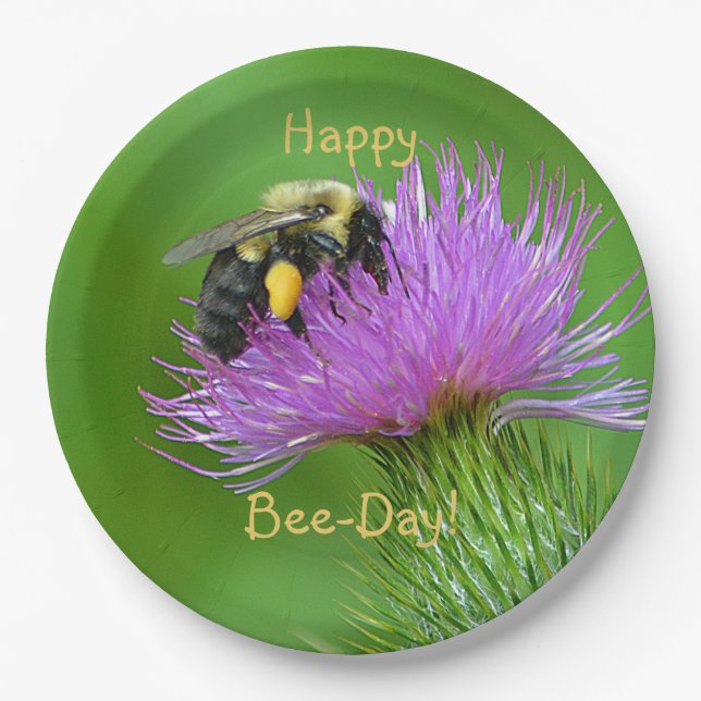 Happy Bee-Day Paper Plates (Front)