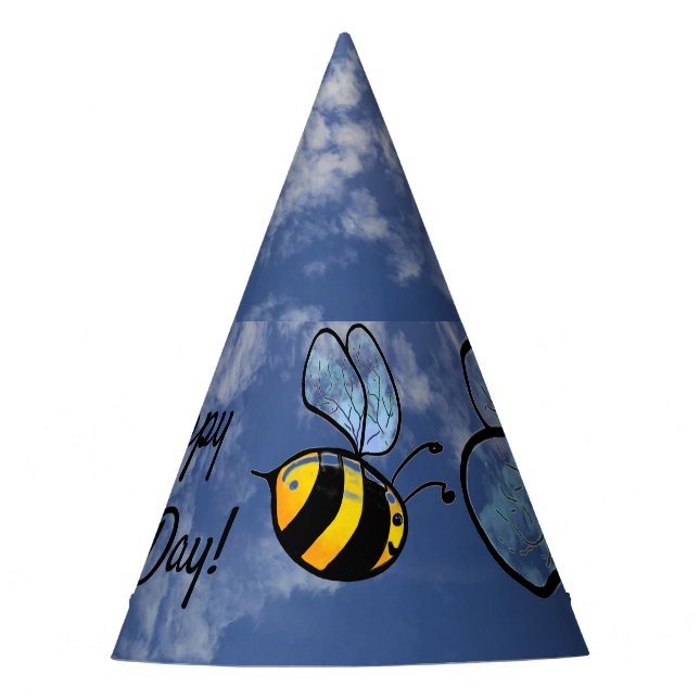 Happy Bee-Day with Buzz the Bee, party hat (Front)