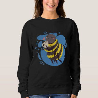 Happy Bee Drinking Coffee Vintage Bee Drink Coffee Sweatshirt