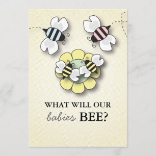 Happy Bee Family Baby Gender Reveal Display Card