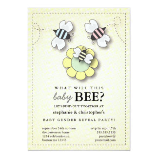 Happy Bee Family Couples Baby Gender Reveal Party Card