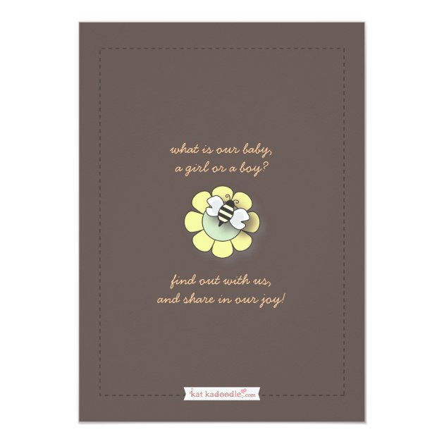 Happy Bee Family Couples Baby Gender Reveal Party Invitation