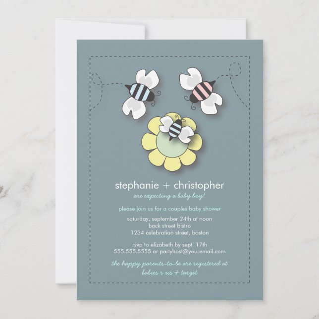 Happy Bee Family Couples Baby Shower Invitation (Front)