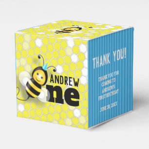 Happy Bee First Birthday Favor Boxes 2x2