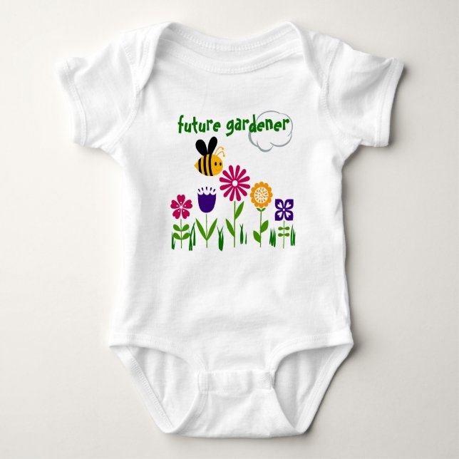 Happy Bee Flower Garden FUTURE GARDENER Baby Bodysuit (Front)