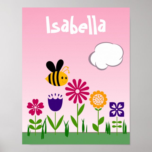 Happy Bee Flower Garden Personalized Poster (Front)