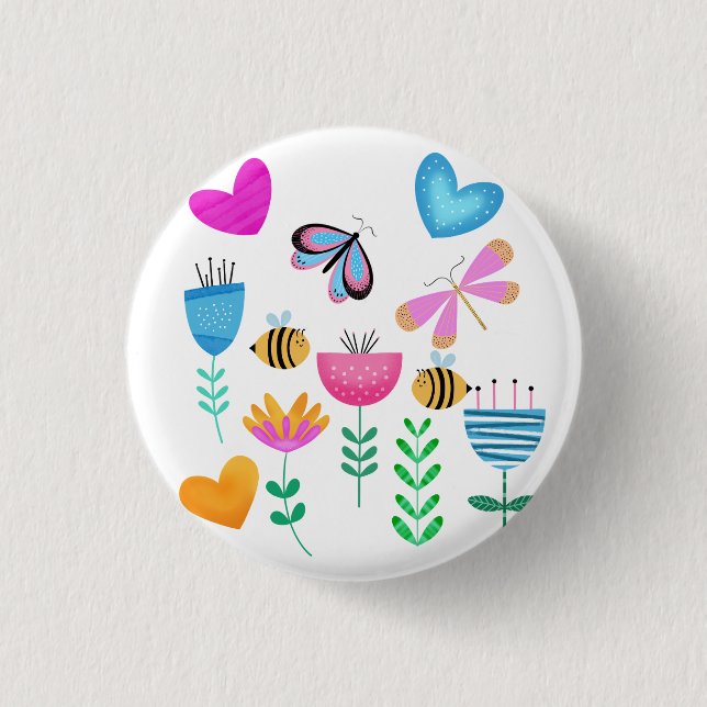 Happy Bee Garden Button (Front)