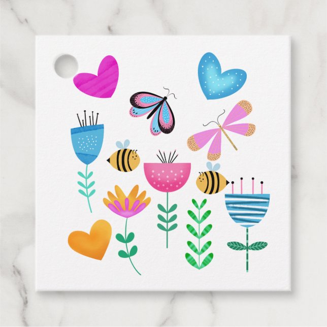 Happy Bee Garden Favor Tags (Front)