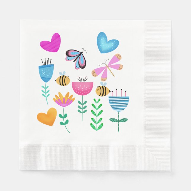 Happy Bee Garden Napkins (Front)