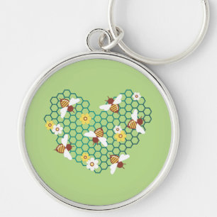 Happy Bee Heart Keychain