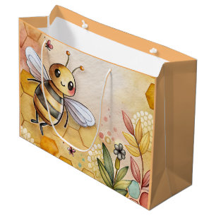 Happy Bee Honeycomb Bumblebee Large Gift Bag