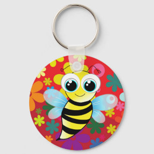 Happy bee keychain