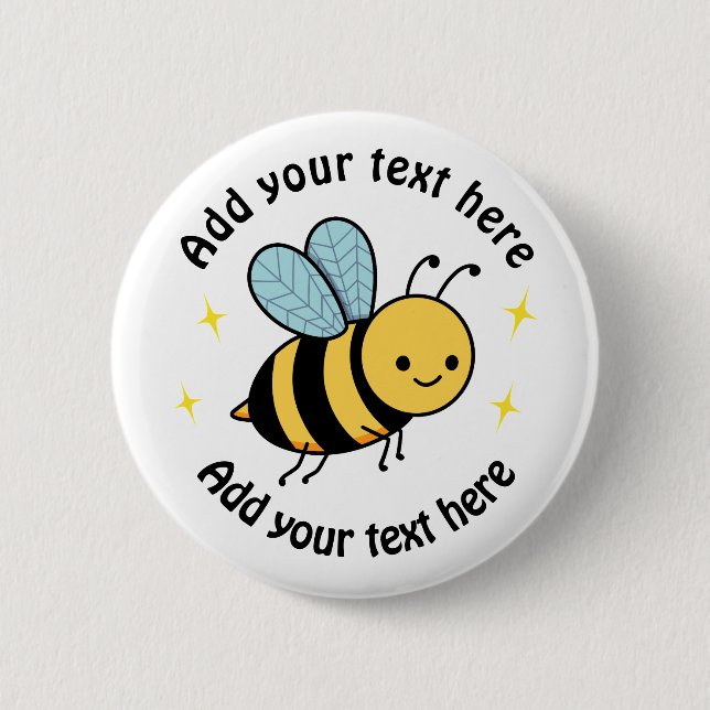 Happy Bee Personalized Button (Front)