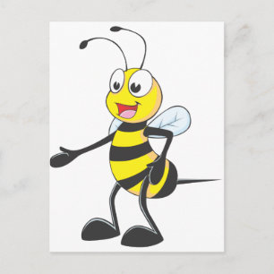 Happy Bee Pointing Postcard