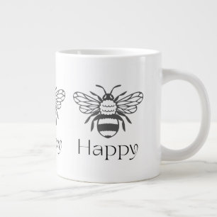Happy Bee Positive Affirmation Well being Gift Giant Coffee Mug
