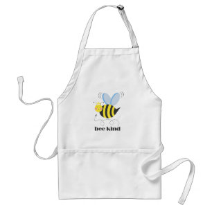 Happy bee princess with crown and slogan Bee Kind Adult Apron