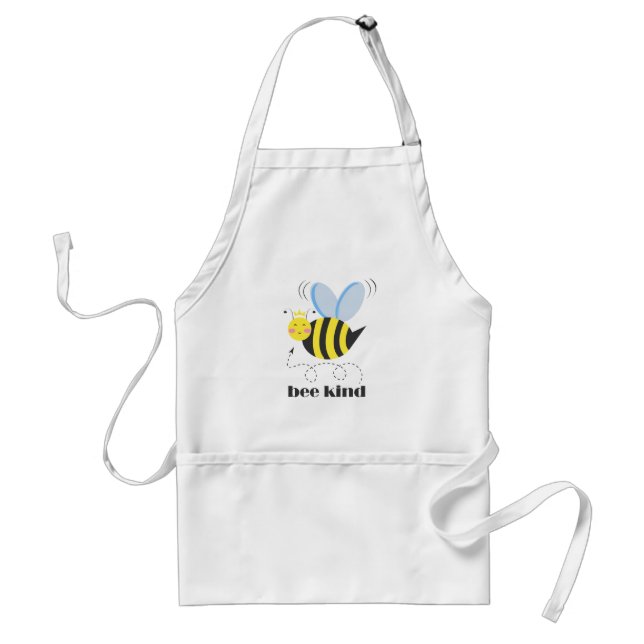 Happy bee princess with crown and slogan Bee Kind Adult Apron (Front)