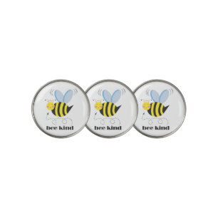 Happy bee princess with crown and slogan Bee Kind Golf Ball Marker