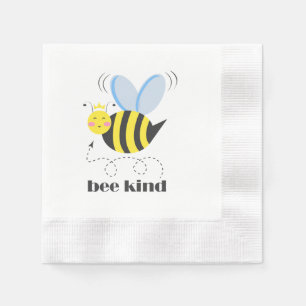 Happy bee princess with crown and slogan Bee Kind Napkins