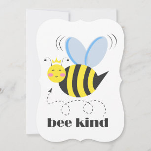 Happy bee princess with crown and slogan Bee Kind Note Card