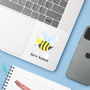 Happy bee princess with crown and slogan Bee Kind Sticker