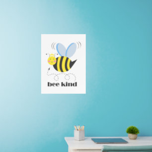 Happy bee princess with crown and slogan Bee Kind Wall Decal