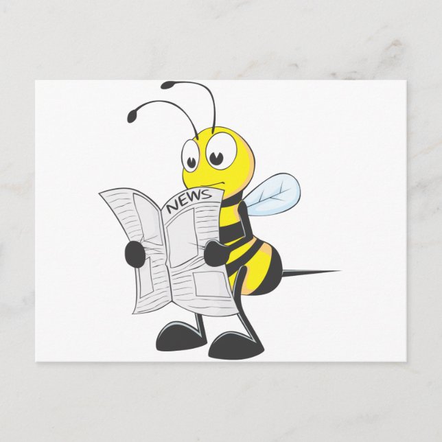 Happy Bee Reading Newspaper Postcard (Front)