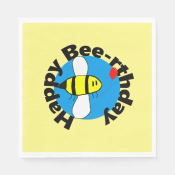 Happy Bee-rthday Cute Bee Birthday Napkins by greatgear at Zazzle