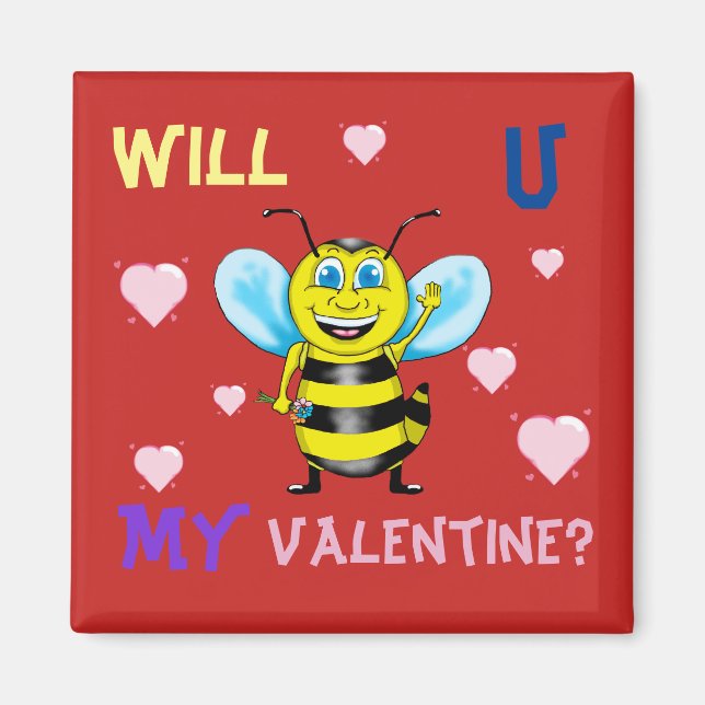 Happy Bee Valentine's Magnet (Front)