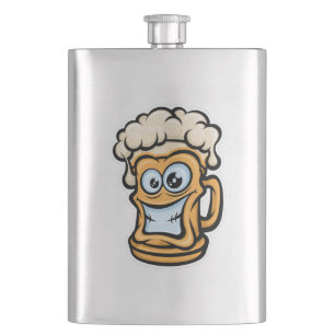 Happy Beer Mug, Funny Illustration Flask