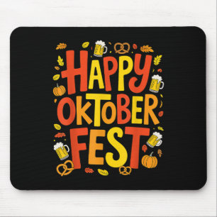 Happy Beer Pretzel Pumpkin Festive Men Women _1  Mouse Pad