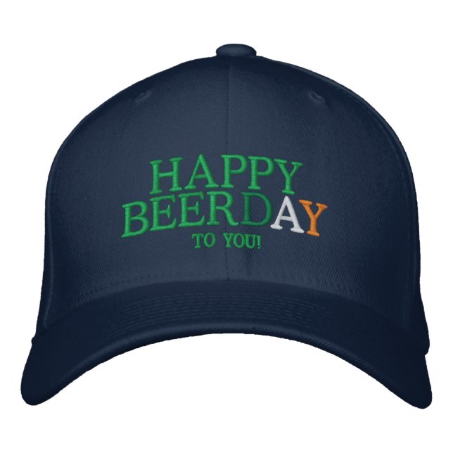 Happy BEERday to you! Embroidered Baseball Hat (Front)