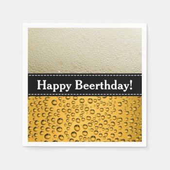 Happy Beerthday! Adult Birthday Or Customize Text Napkins by MaeHemm at Zazzle