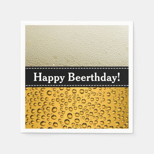 Happy Beerthday! Adult Birthday or Customize Text Napkins (Front)