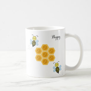 Happy bees and honeycomb coffee mug