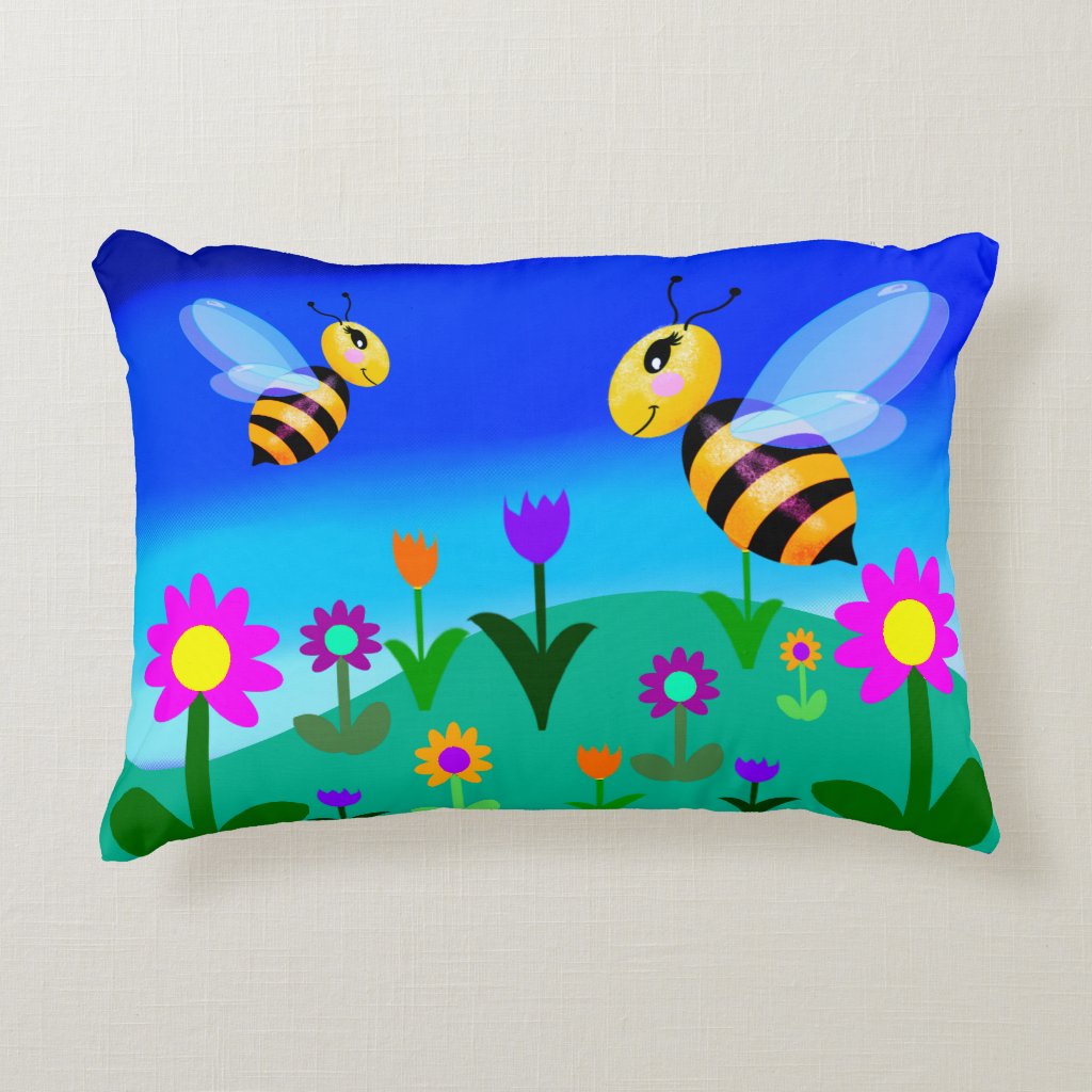 Happy bees in a flower field