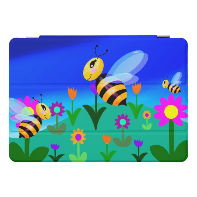 Happy bees in a flower field iPad pro cover (Horizontal)
